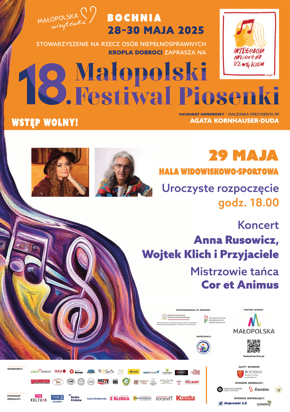 PLakat informujący o drugim dniu 18. Małpolskiego Festiwalu Piosenki 